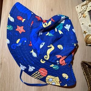 Kids Blue Ocean Print Sun Hat